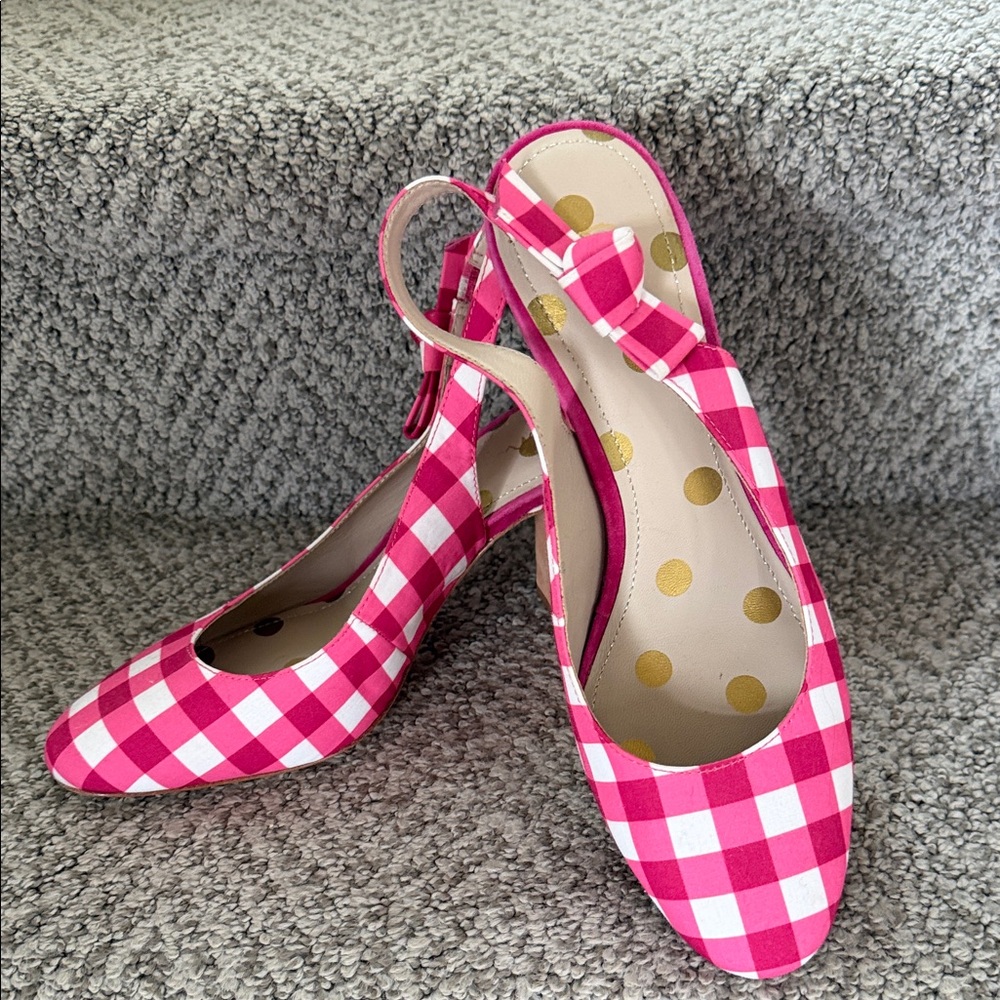Pink Gingham Slingback Pumps - Women